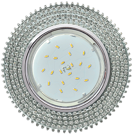 Светильник встраиваемый Ecola GX53 H4 5362 Glass Круг с прозр стразами (оправа хром) фон зерк/центр часть хром 40x120 (к+) /FW53RGECB/