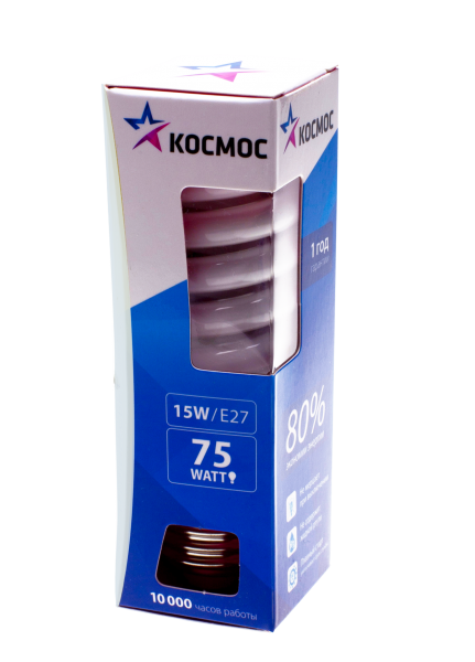 Компактная люминесцентная лампа SPC 15Вт E27 4000К T2 LKsmT2SPC15wE2742eco