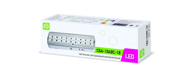 Светильник светодиодный аварийный СБА 1048С 18LED с наклейкой "ВЫХОД" lead-acid AC/DC