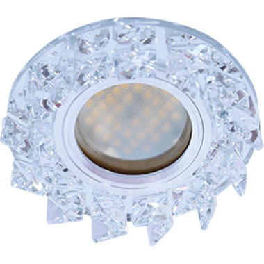 Светильник встраиваемый Ecola MR16 DL1661 GU5.3 Glass Стекло Круг с крупными прозр.стразами Елочка/фон зерк./центр.часть хром 42x95  [FE16RNECB]