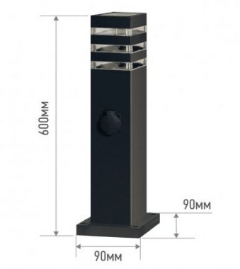 Светильник уличный напольный НБУ POLO-SP600WO-A60-BL алюминиевый 600мм с розеткой черный IP54 IN HOME