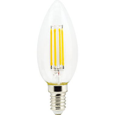 Лампа светодиодная Ecola candle LED Premium 6,0W 220V E14 2700K 360° filament прозр. нитевидная свеча (Ra 80, 100Lm/W,КП=0) 96х37 /N4QW60ELC/  