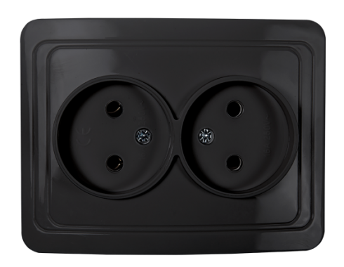 Розетка двойная CLASSICO черная 2102B IN HOME