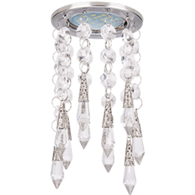 Светильник встраиваемый Ecola MR16 CR1005 GU5.3 Glass Стекло Круг "Восточный стиль" прозрачныйЭхром 84x175 /FL16RVECB/