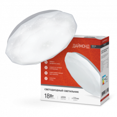 Светильник светодиодный серии DECO ДАЙМОНД 18Вт 230В 4000К 1620Лм 260х55мм IN HOME