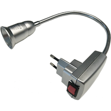 Переходник Ecola base вилка-патрон E27 гибкий 300мм c выключателем серебряный /APF7SSEAY/