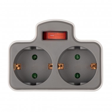 Разветвитель JAZZway AD-2GS-gy заземление, выключатель