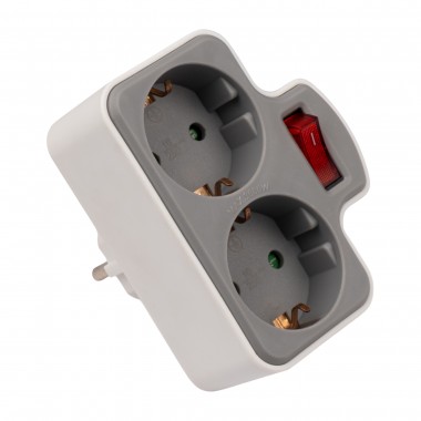 Разветвитель JAZZway AD-2GS-gy заземление, выключатель