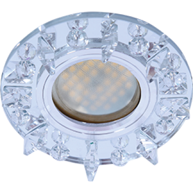 Светильник встраиваемый  Ecola MR16 DL1661 GU5.3 Glass Стекло Круг с квадратными прозрачными стразами /фон зерк./центр.часть хром 42x95  [FK16RNECB]