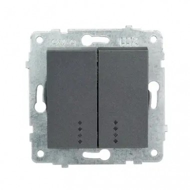Выключатель двойной с подсветкой (дымчатый цвет) М + К