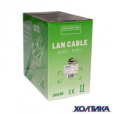 Кабель UTP (витая пара) 4 пары, категория 5e, PVC, серый  HASKI