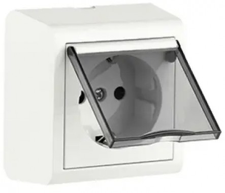 Розетка с заземлением с крышкой, со шторками NIVO