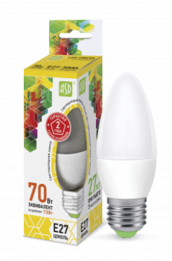 Лампа светодиодная LED-СВЕЧА-standard 7.5Вт 230В Е27 3000К 675Лм ASD
