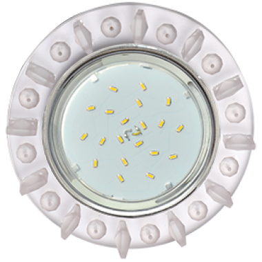 Светильник встраеваемый Ecola GX53 H4 5361 круг с квадрат матовыми стразами фон матовый/центр часть хром 52x120 (к+) /FN53RNECB/