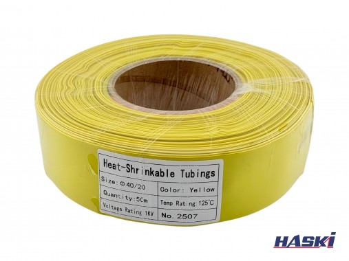 Термоусаживаемая трубка ТУТнг 40/20 желтая (50м/ролл) HASKI 