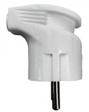 Вилка Ecola base Вилка угловая Белая  с заземлением 16А 250V /AEPL2WEAY/