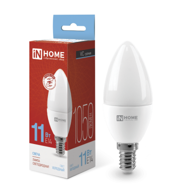 Лампа светодиодная LED-СВЕЧА-VC 11Вт 230В Е14 6500К 1050Лм IN HOME