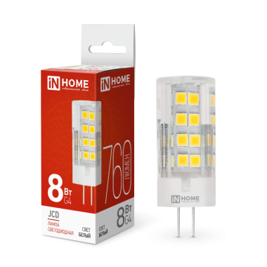 Лампа светодиодная LED-JCD 8Вт 230В G4 4000К 760Лм IN HOME