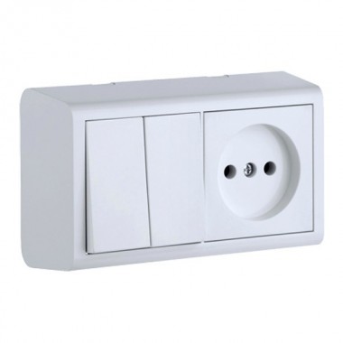 РОЗЕТКА БЕЗ ЗАЗЕМЛЕНИЯ + ДВОЙНОЙ ВЫКЛЮЧАТЕЛЬ NIVO