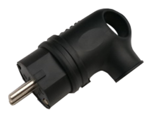 Вилка угловая с заземлением каучук 16А IP44 черная 9220 IN HOME