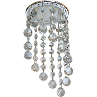 Светильник встраиваемый Ecola GX53 H4 5344 Glass Круглый с большими хрусталиками на подвесе "под скос" тонированный/хром 225x110 (к+) /FP53RVECB/