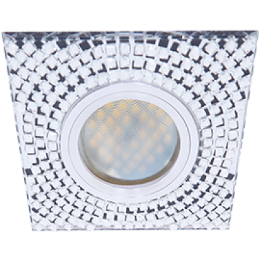 Светильник встраиваемый Ecola MR16 DL1658 GU5.3 Glass стекло квадрат с прозр. мозаикой/фон зерк./центр.часть хром 28x95x95 /FC16SGECB/