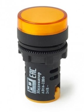 Лампа AD16-22DS(LED)матрица d22мм желтый 24В IP40 HLT