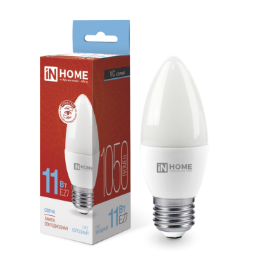 Лампа светодиодная LED-СВЕЧА-VC 11Вт 230В Е27 6500К 1050Лм IN HOME