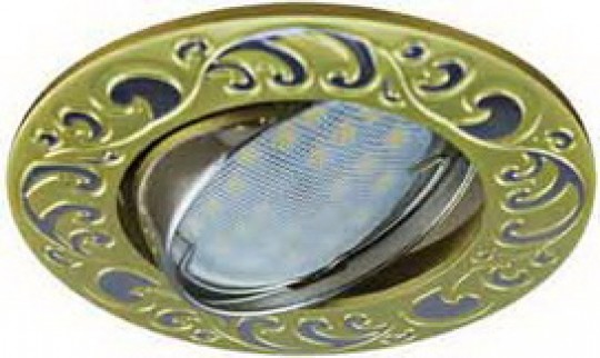 Светильник встраиваемый Ecola MR16 DL114 GU5.3 поворотный литой Лианы сатин-золото/хром 25x90 /FS1604EFF/