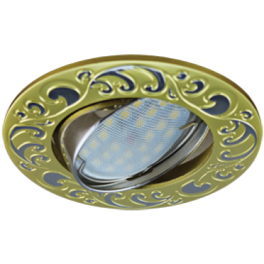 Светильник встраиваемый Ecola MR16 DL114 GU5.3 поворотный литой Лианы сатин-золото/хром 25x90 /FS1604EFF/