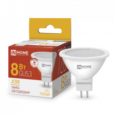 Лампа светодиодная LED-JCDR-VC 8Вт 230В GU5.3 3000К 720Лм IN HOME
