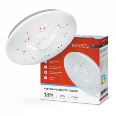 Светильник светодиодный серии DECO КАРУСЕЛЬ 18Вт 230В 6500К 1620Лм 260х55мм IN HOME