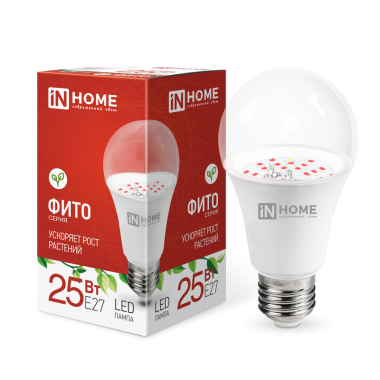 Лампа светодиодная LED-A65-ФИТО 25Вт 230В Е27 IN HOME