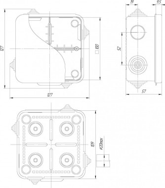 Коробка монтажная наружной установки 100х100х50мм IP54, 8 входов (48шт) - КМ-234