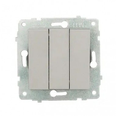 Выключатель тройной (серебристый цвет) М + К