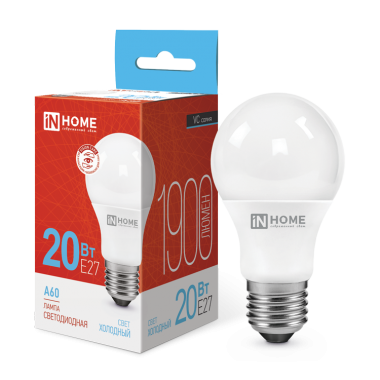 Лампа светодиодная LED-A60-VC 20Вт 230В Е27 6500К 1900Лм IN HOME