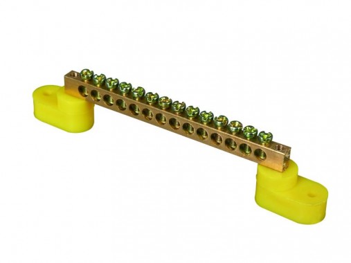 Шина N "ноль" на двух угловых  изол ШНИ-6х9-8-У2-желтый HLT