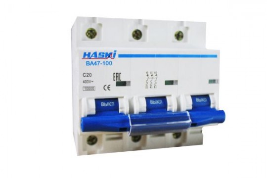 Выключатель автоматический ВА47-100 3Р  20А 10kA хар. C HASKI