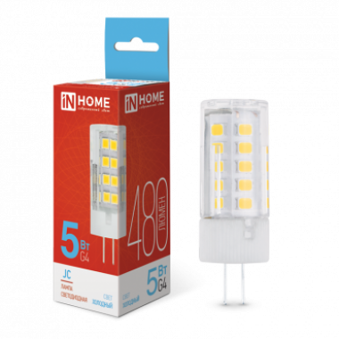 Лампа светодиодная LED-JC 5Вт 12В G4 6500К 480Лм IN HOME