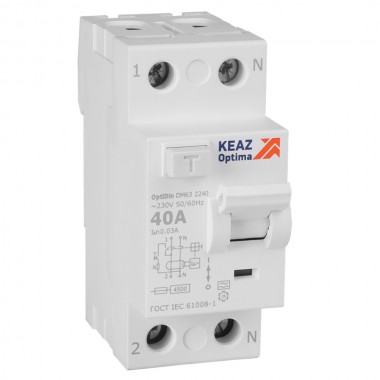 ВДТ без защиты от сверхтоков OptiDin DM63-2240-A-4,5-УХЛ4 (2P, 40, 30mA)