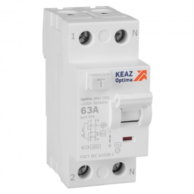 ВДТ без защиты от сверхтоков OptiDin DM63-2263-AC-4,5-УХЛ4 (2P, 63, 30mA)