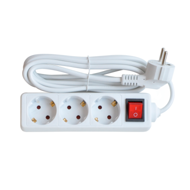 Удлинитель 3GS-3-SMART 3-х местный c выключателем 10А с защемляющим контактом 3м 8433 IN HOME