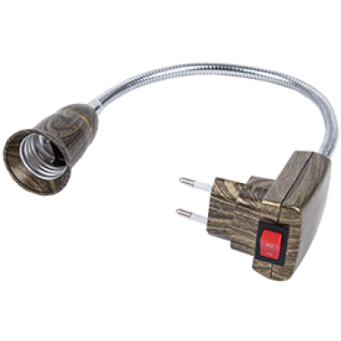 Переходник Ecola base вилка-патрон E27 гибкий 300мм c выключателем черненая бронза /APF7SOEAY/