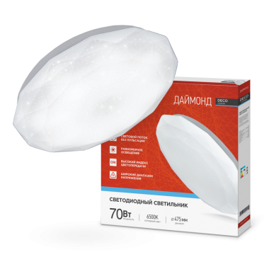 Светильник светодиодный серии DECO ДАЙМОНД 70Вт 230В 6500К 6300Лм 496х85мм IN HOME