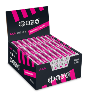 Алкалиновые элементы питания LR03 ФАZА Super Alkaline S-4 (DISPLAY)