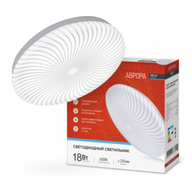 Светильник светодиодный серии DECO 18Вт 230В 6500К 1170Лм 250х50мм АВРОРА IN HOME