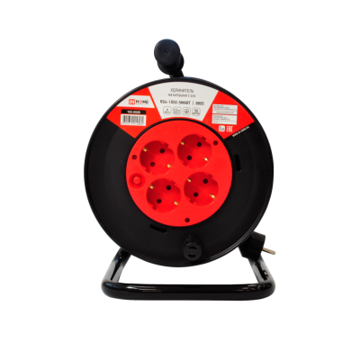 Удлинитель на катушке RG4-1050-SMART с т/з 4-х местн с заземляющим контактом 10А 50м 8805 IN HOME