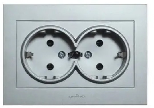 РОЗЕТКА ДВОЙНАЯ С ЗАЗЕМЛЕНИЕМ (ДЫМЧАТЫЙ ЦВЕТ) GRANO