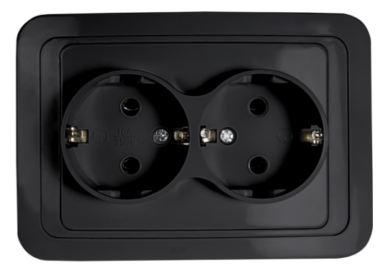 Розетка двойная с заземлением CLASSICO черная 2128B IN HOME