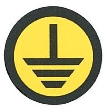 Знаки электробезопасности наклейка "Земля" Ø20 (уп./100 шт) HLT